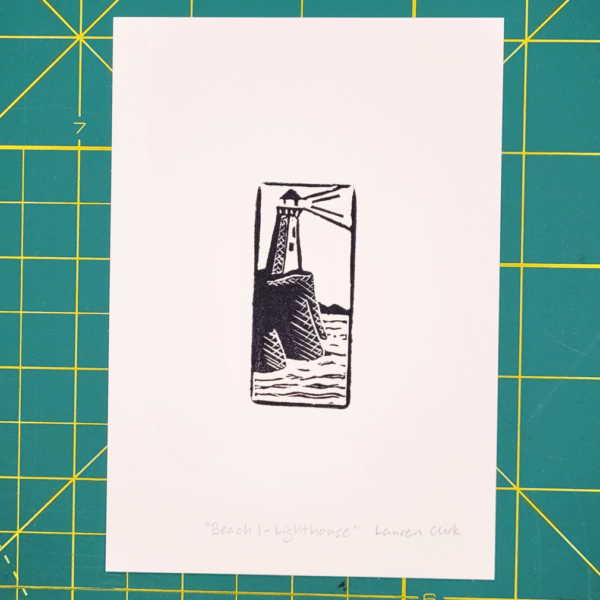 "Beach 1 - Lighthouse" Eraser Stamp Print - Image 2