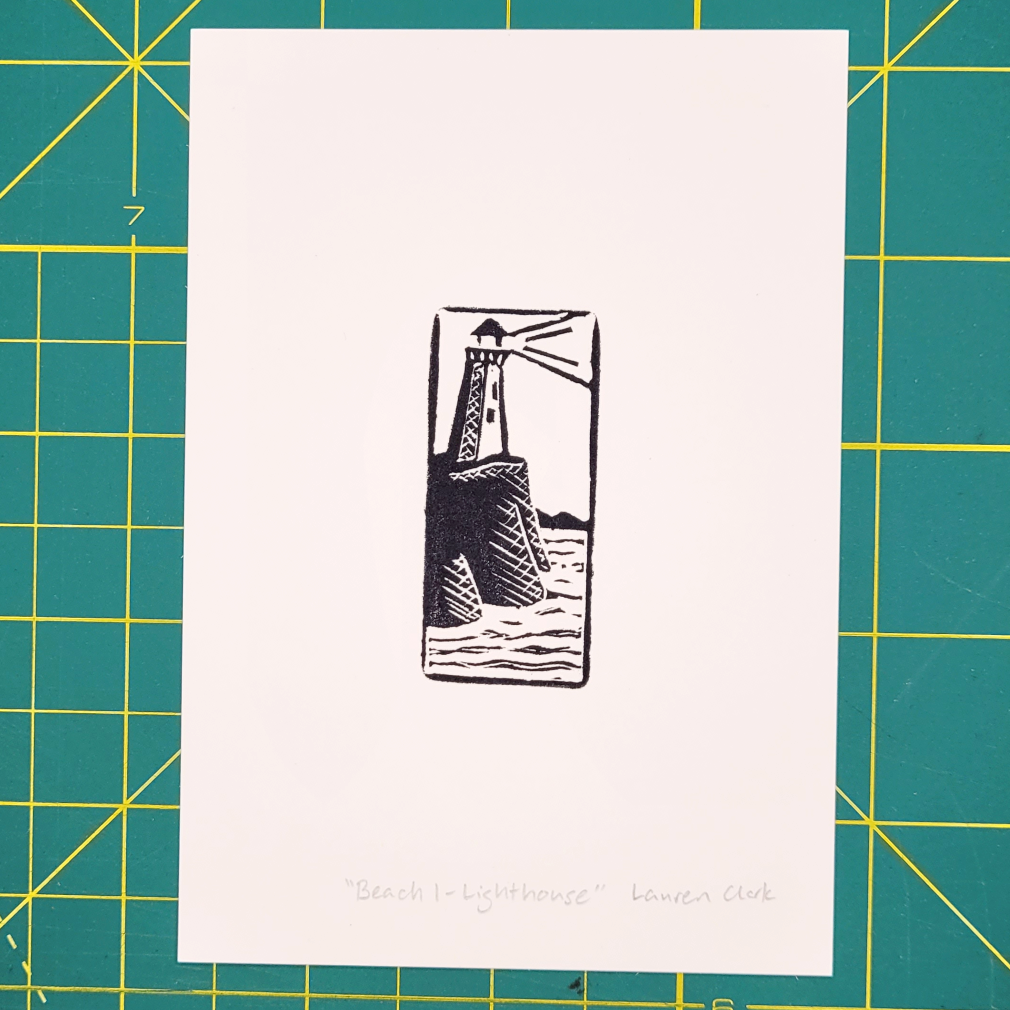 "Beach 1 - Lighthouse" Eraser Stamp Print