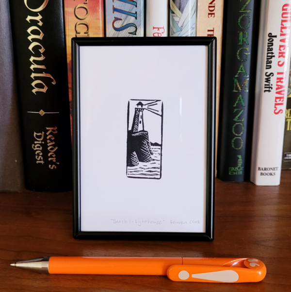 "Beach 1 - Lighthouse" Eraser Stamp Print