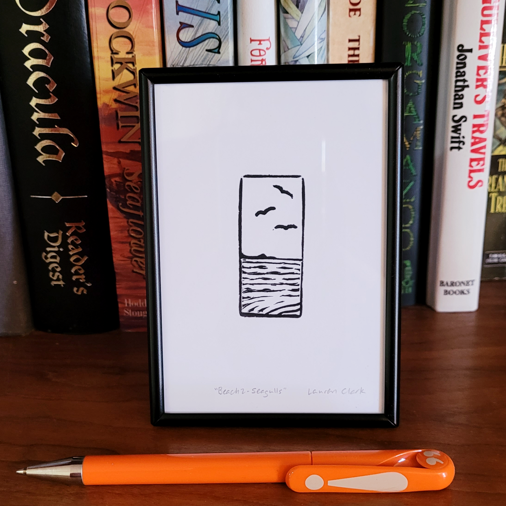 "Beach 2 - Seagulls" Eraser Stamp Print