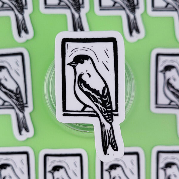 “Goldfinch” Eraser Stamp Vinyl Sticker