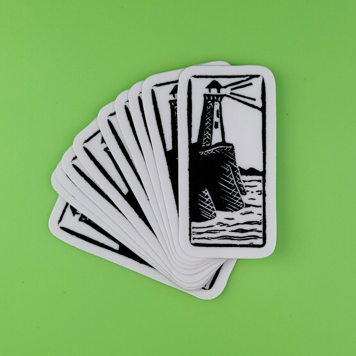 “Beach 1 - Lighthouse” Eraser Stamp Vinyl Sticker